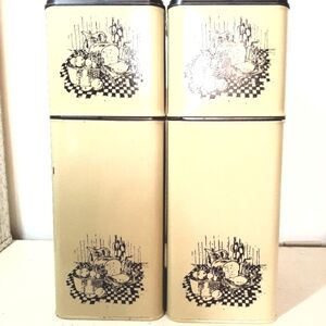 Vintage Kitchen Canisters Set - Tan with Brown Graphics Ecko Canada Ltd.